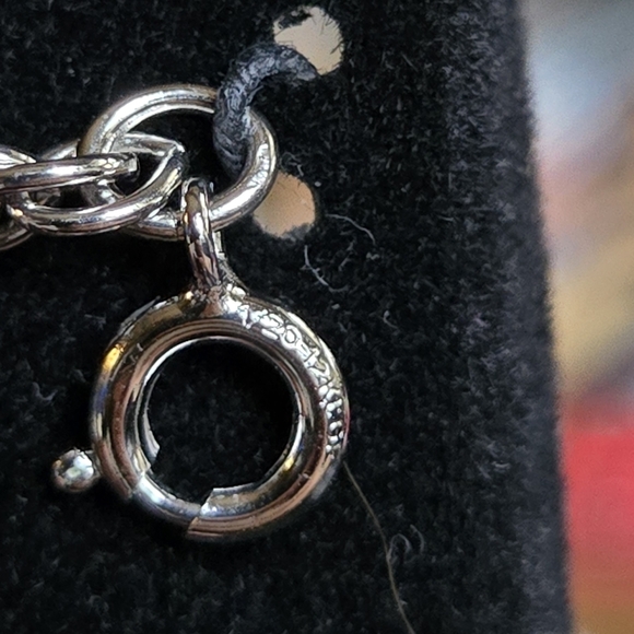 Sapphire 10k white gold charm & 12k rope bracelet GM motors 15year gift - Picture 7 of 11